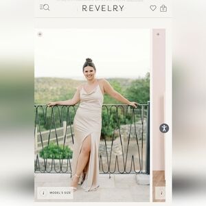 Super flattering Revelry Kimora satin bridesmaid dress in gold champagne size 4